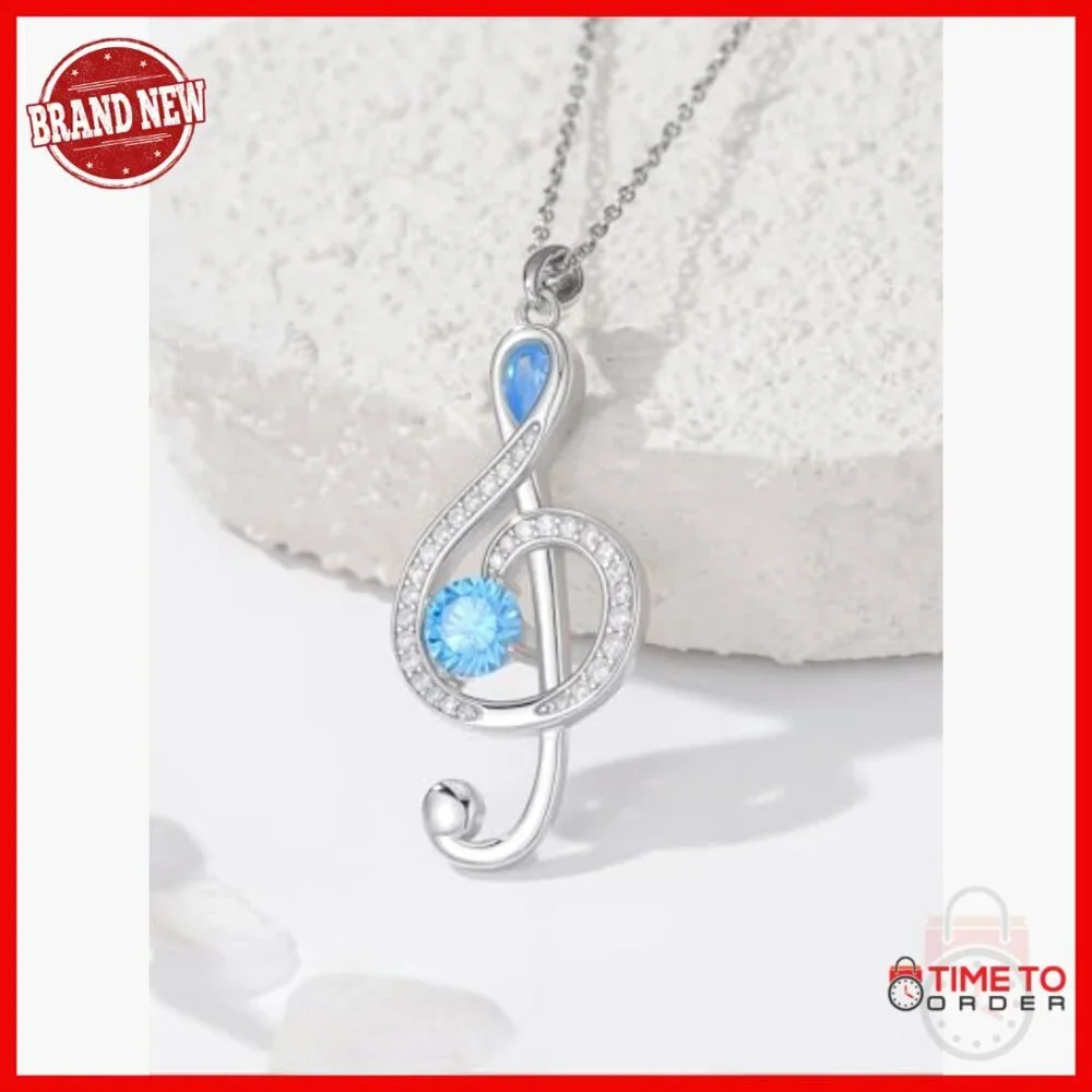 Sterling Silver Music Note Pendant Necklace 18